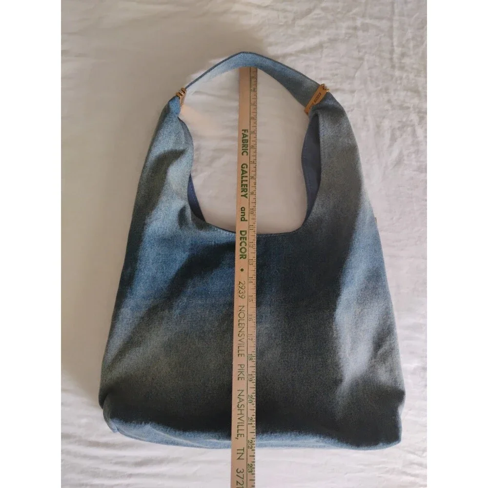 Steve Madden Denim Jean Hobo Slouch Shoulder Bag Blue Bdempsys EUC